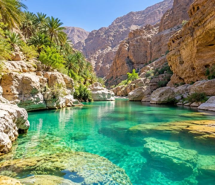Turquoise pool in a canyon wadi